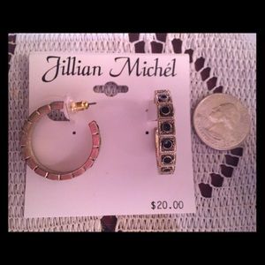 Med/Large hoop earrings - Gold with black NWOT